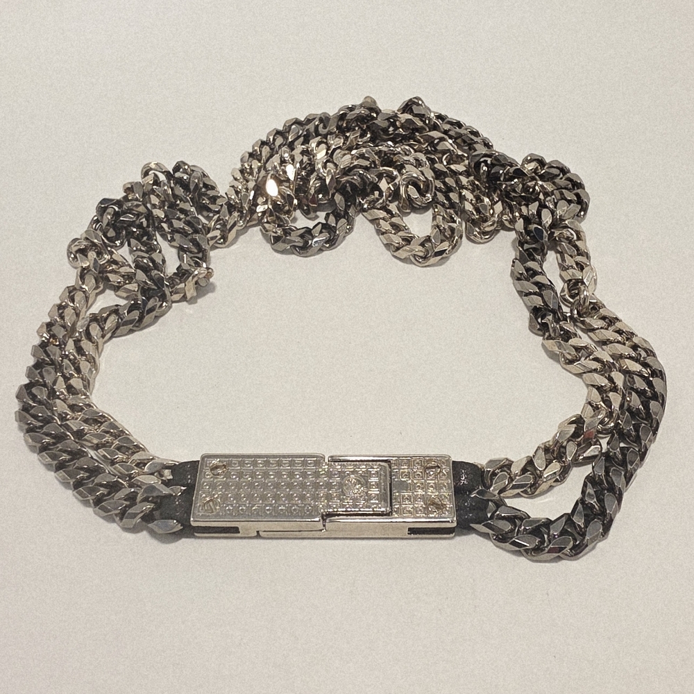 Vita Fete Rare Double Chain Two Silvertone Belt Italian Handmade New